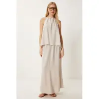 Happiness İstanbul Halter Neck Blus och Maxi Kjol Set