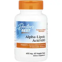 Doctors Best Alpha-Lipoic Acid 600 Stder antioxidantfunktion & glykemiska balanser Icke-GMO Glutenfri Vegansk Sojafri 600 mg 60 Veggie Caps