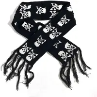 WTEMPO Halsduk höst och vinter Y2k Harajuku skalle Förtjockad varm stickad halsduk Jacquard Skelettscarf för kvinnor 180*20cm