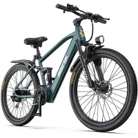 Aairsk 26 Elcykel för Vuxna, 250W Motor 36V 13Ah Batteri, 21-växlad E-Mountainbike NFC-upplåsning blå
