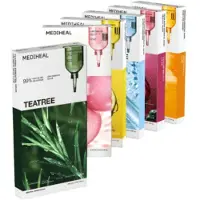 Mediheal Essential 6-typs Mask 60-pack Te-träd, Kollagen, Hyaluronsyra, PDRN, Vitamin & Keramid Arkmask Set