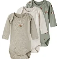 Name it Bodies l/ä - Noos - NbmBody - 3-pack - Shadow/Hvit/Alumi - - 50 - Body L/Ä