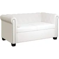 vidaXL Chesterfield 2-sits konstläder vit