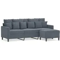 vidaXL 3-sitssoffa med fotpall mörkgrå 180 cm sammet