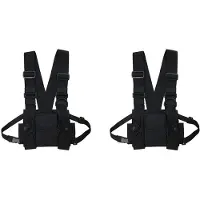 ISTOVO 2X Radio Walkie Talkie 3-Ficks Chest Pack Väska Sele med Dragkedja för Front Pack Väst Väska Bärväska