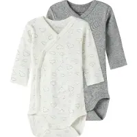 Name it Omlottbody l/ä - Noos - 2-pack - Jet Streama/Grey Mig - - 62 - Body L/Ä