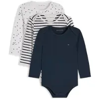 Tommy Hilfiger Gåvoset - Body l/ä - 3-pack - Dark Natt Marinblå - - 68 - Body L/Ä