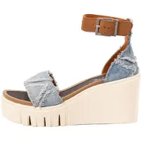 Art för kvinnor. 12085S1H7003_0MU Sandaler 2085S Catania blå (40), Tyg, 8 till 10 cm, Spänne, Casual