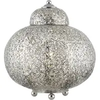 Searchlight Bordslampa Moroccan Fretwork, Förkromad / silver, Vardagsrum / matsal, Metall, Orientalisk / Marockansk, Bordslampa