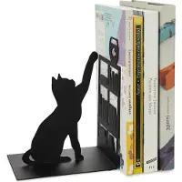 Adlibris Bokstöd Fiskande Katt Svart Metall Balvi