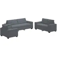vidaXL Soffset 3 pcs Mörkgrå 221 x 80 x 80 cm Sammet
