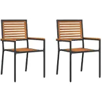 vidaXL Trädgårds stapelbara stolar 2 pcs Brun och svart