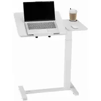 Vevor Översängsbord, Mobilt Sängbord med Fällbart Skrivbord och 4 Dolda Hjul, Höjd- och Vinkeljusterbart Rullande Laptopbord med Mugghållare, Bärbart Översängsbord för Hem, Kontor, Studie, Vit