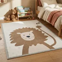 Little Olly Tvättbar barnmatta | Simba Lion brun hos Volero | 80x150 cm | Polyester | Figurer/Karaktärer | Rektangulär | Låg lugg