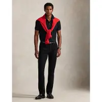 Ralph Lauren för män. 710941439040 Polotröja i stretchpiké Custom Slim Fit svart (XL), Casual, Bomull, Kort ärm