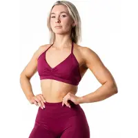 Relode Hybrid Seamless Halterneck Sports Bra - Red Plum