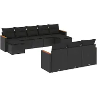 vidaXL Loungegrupp 10 delar med svarta dynor konstrotting