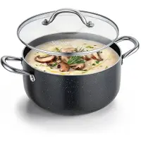 Vevor Aluminiumbuljonggryta, 5,7 l nonstick-belagd keramisk gryta med glaslock, PFOA-fri, PFAS-fri, kompatibel med gasspisar, induktionshällar, elektriska spisar, för soppor, grytor och pasta