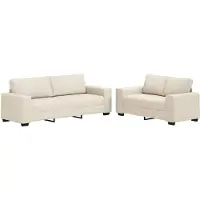 vidaXL Soffa 2 pcs Beige 221 x 80 x 82 cm Linnenblandad tyg