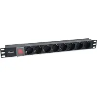 Equip 333286, 1U, horisontell, Plast, Svart, Svart, 8 AC-utgångar