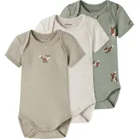 Name it Body l/ä - Noos - NbmBody - 3-pack - Shadow/V/Aluminium - - 1 år (80) - Body L/Ä
