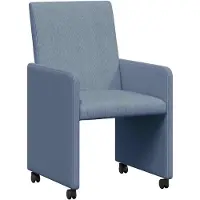 vidaXL Matstolar med hjul - - Blå - 57x66x94 cm - Ribbad sammet - Metallstruktur - Ergonomisk