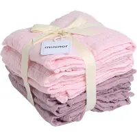 Mininor Tygblöjor - 70x70 cm - 6-pack - Heath Flower/Rose - - One Size - Muslinfilt