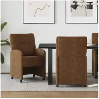 vidaXL Moderna matstolar - - Brun - Syntetiskt mocka - 57x67x95 cm - Polstrad - Ergonomisk - Med hjul