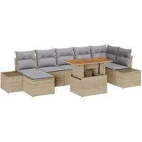 vidaXL Trädgårdsoffset med kudde 8 pcs Beige och Grå