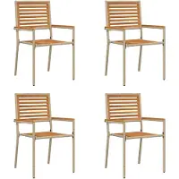 vidaXL Trädgårds stapelbara stolar 4 pcs Brun och beige