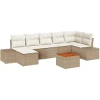 vidaXL Trädgårdsoffset 8 pcs Beige och vit