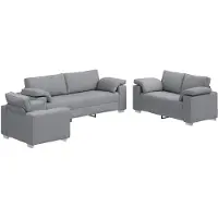 vidaXL Soffa 3 pcs Ljusgrå 219 x 80 x 82 cm Linnenblandad tyg
