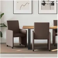 vidaXL Matstolar med hjul 2 pcs Brun 57 x 66 x 94 cm Konstläder