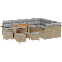 vidaXL Trädgårdsoffset med kudde med lagring 13 pcs Beige och Ljusgrå