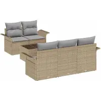 vidaXL Soffset med kudde 6 pcs Beige konstrotting