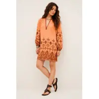 Ba&sh för kvinnor. 1E26ZOLA Zola orange klänning (34), Casual, Viskos, Lång ärm