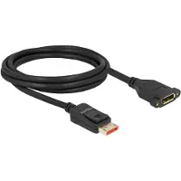 DeLOCK - DisplayPort-förlängningskabel - DisplayPort (hane) spärrad till DisplayPort (hona) kan monteras på panel - DisplayPort 1.4 - 2 m - 8K60 Hz (7680 x 4320) stöd - svart
