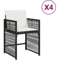 vidaXL Trädgårdsstolar med dynor 4 st svart konstrotting