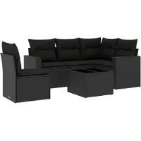 vidaXL Loungegrupp med dynor 6 delar svart konstrotting