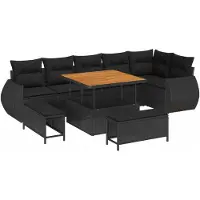 vidaXL Trädgårdsoffset 9 pcs Svart konstrotting