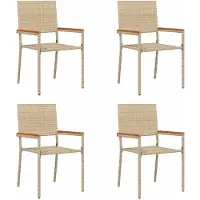 vidaXL Trädgårds stapelbara stolar 4 pcs Kräm och brun 54 x 56 x 90 cm