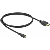 DeLOCK HDMI Anslutningskabel HDMI-A-kontakt, HDMI-Micro-D kontakt 1 m Svart 82661 4K UHD, guldpläterad kontakt HDMI-kabel