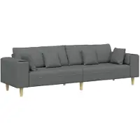vidaXL Soffa med kudde Mörkgrå 250 x 77 x 76 cm tyg