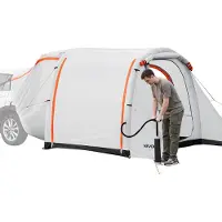 Vevor Uppblåsbart SUV-tält med markis, 2,44 x 2,04 m 3-säsongs SUV-baklucka med ventilerade dörrar och nätfönster, PU2000 mm vattentätt baklucka för camping utomhus - luftpump ingår