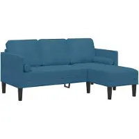 vidaXL Soffgrupp med kuddar Blå Polyester 42001934