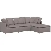 vidaXL Modulsoffa med fotpall och dynor i taupe