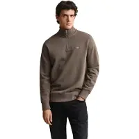Gant för män. 2008005 Shield-tröja med halv dragkedja brun (S), Casual, Bomull, Taupe