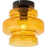 QAZQA Retro taklampa svart med orange glas - Denise