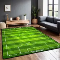 Jacket-pa Fotbollsplan Matta Vardagsrum Vikbar Stor Storlek Golvmattor 200x300cm Halkfri Lekmatta för Barn Sovrum Maskintvättbar 100*160cm