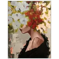 DIMENGQI Abstrakt kvinnor huvud med blommor Canvas målning Modern figur affischer och tryck Väggkonst Bild för vardagsrum Heminredning 40x50cm